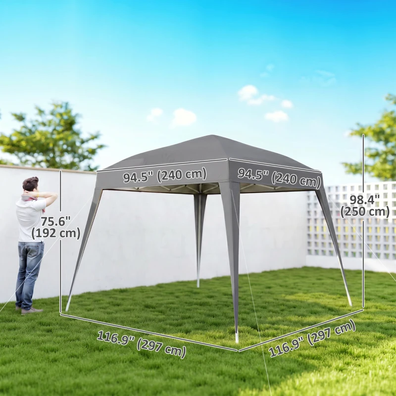 Outsunny 8' x 8' Pop Up Canopy, Outdoor Folding Tent, Portable Party Tent with Carrying Bag for Camping, Party, Picnic, Grey