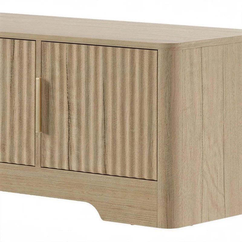 HOMCOM TV Stand for TVs up to 60", Modern Entertainment Center with Fluted Doors for Living Room, Oak