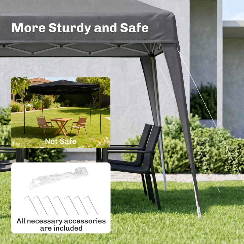 Outsunny 8' x 8' Pop Up Canopy, Outdoor Folding Tent, Portable Party Tent with Carrying Bag for Camping, Party, Picnic, Grey