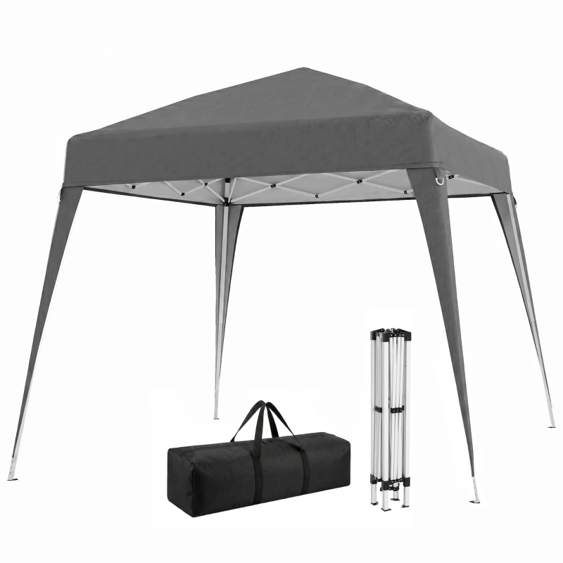 Outsunny 8' x 8' Pop Up Canopy, Outdoor Folding Tent, Portable Party Tent with Carrying Bag for Camping, Party, Picnic, Grey