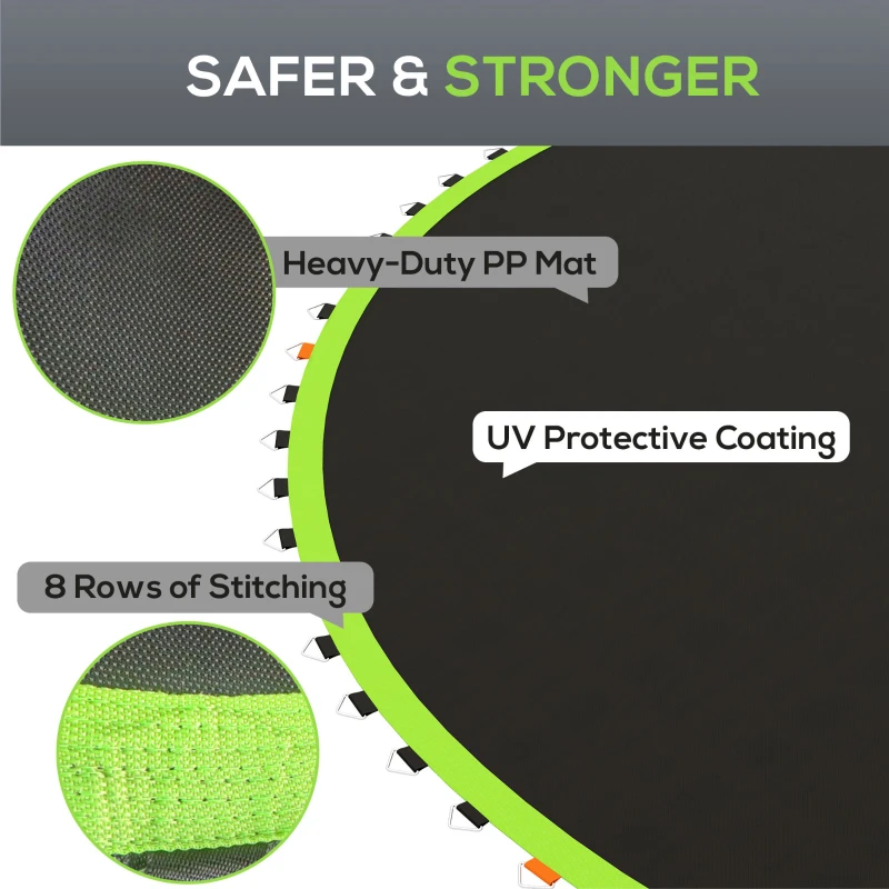 Soozier Trampoline Mat Replacement with Spring Pull Tool and 72 V-Hooks, Fits 12ft Trampoline, Using 5.5" Springs, Green