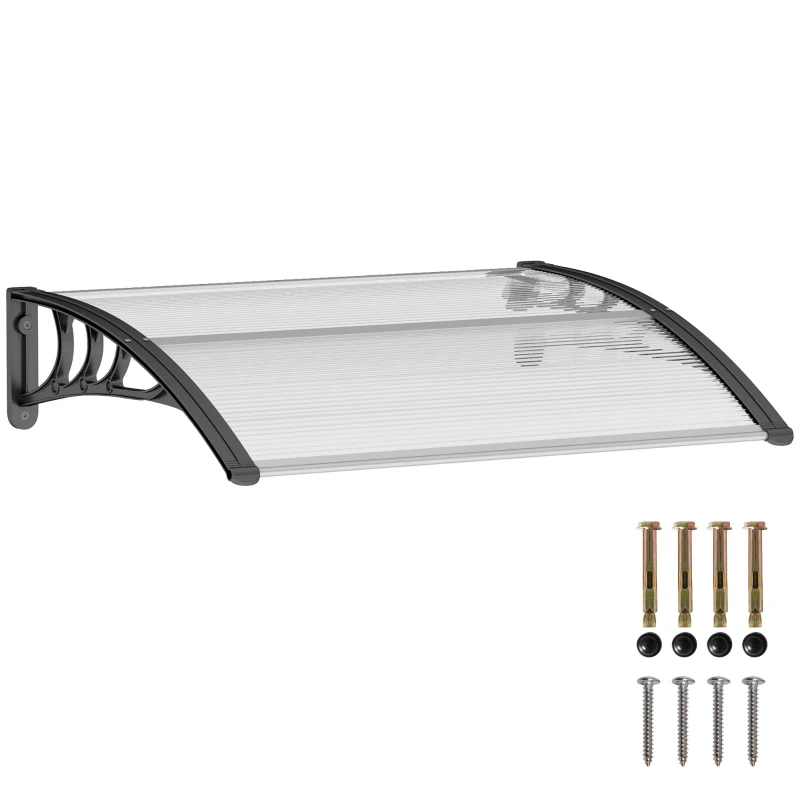 Outsunny Window Awning Door Canopy, Polycarbonate Cover Patio Awnings, 47" x 30", White