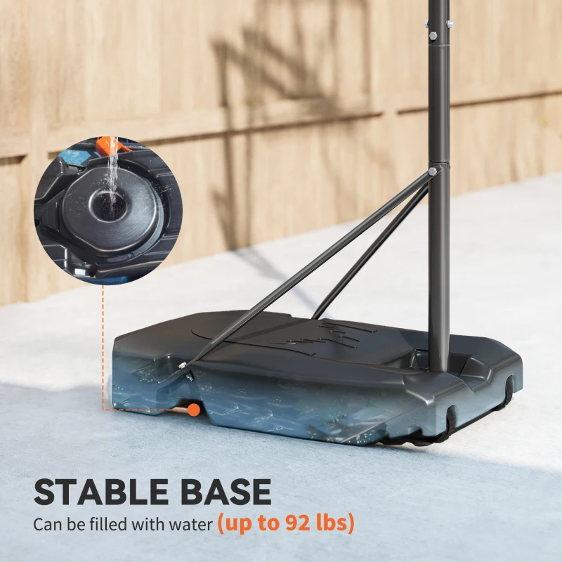 Soozier 4.1-8.5ft Adjustable Basketball Hoop with 33" Shatterproof Board, 18" Rim, Wheels and Fillable Base, for Teens Adults