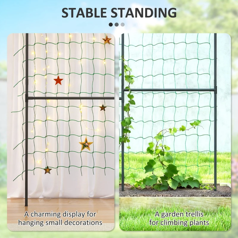 Outsunny Garden Arch Trellis, 6.4FT Tall Metal Plant Support Trellis Archway with Climbing Net for Climbing Plants