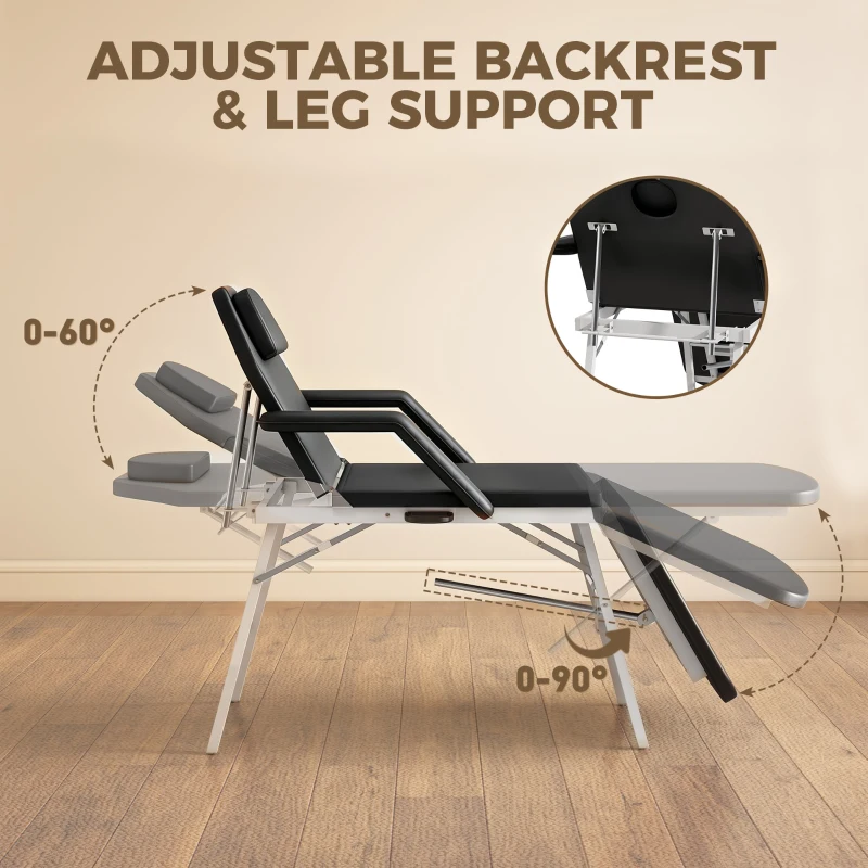 HOMCOM Portable Massage Table, Foldable Massage Bed, Black