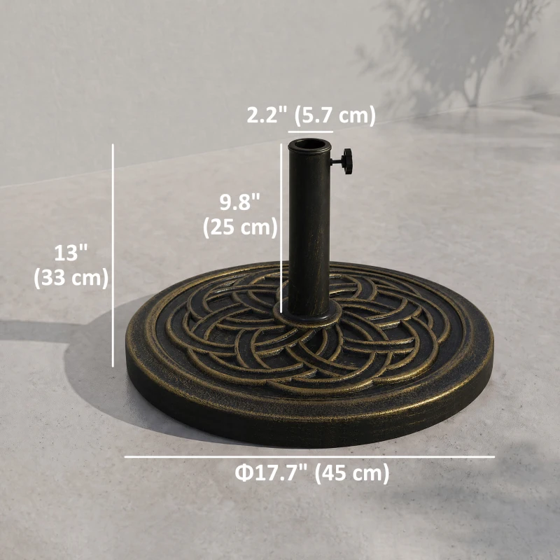 Outsunny 25 lb Heavy Duty Patio Umbrella Base, Round Market Umbrella Stand for Outdoor, Deck, Backyard, Garden, Bronze