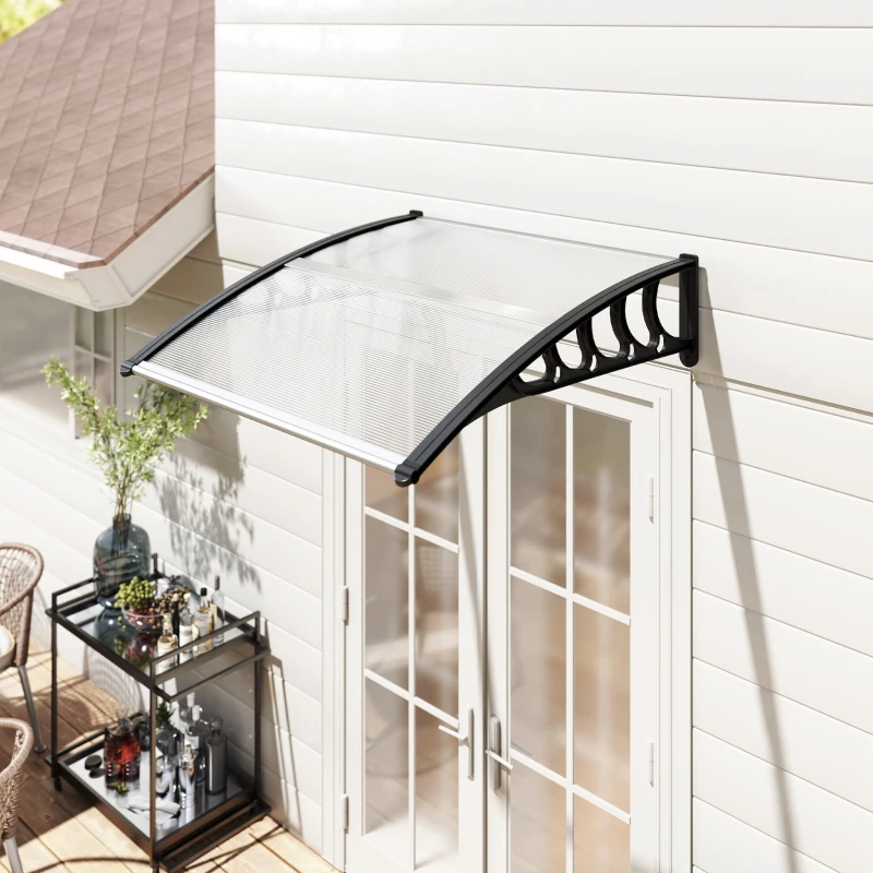 Outsunny Awning Door Canopy, 40.6" x 38" Polycarbonate Front Door Outdoor Patio Cover with Hollow Sheet for UV Protection, Clear