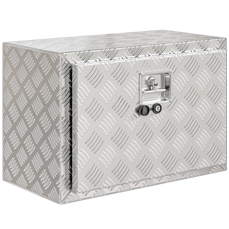 HOMCOM 24 Inch Underbody Truck Tool Box, Heavy Duty Aluminum Tool Box, Storage Toolbox Chest Organizer with Lock and Keys