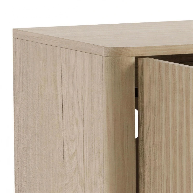 HOMCOM TV Stand for TVs up to 60", Modern Entertainment Center with Fluted Doors for Living Room, Oak