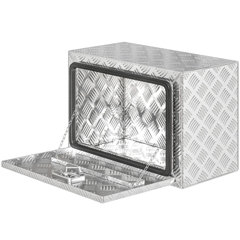 HOMCOM 24 Inch Underbody Truck Tool Box, Heavy Duty Aluminum Tool Box, Storage Toolbox Chest Organizer with Lock and Keys