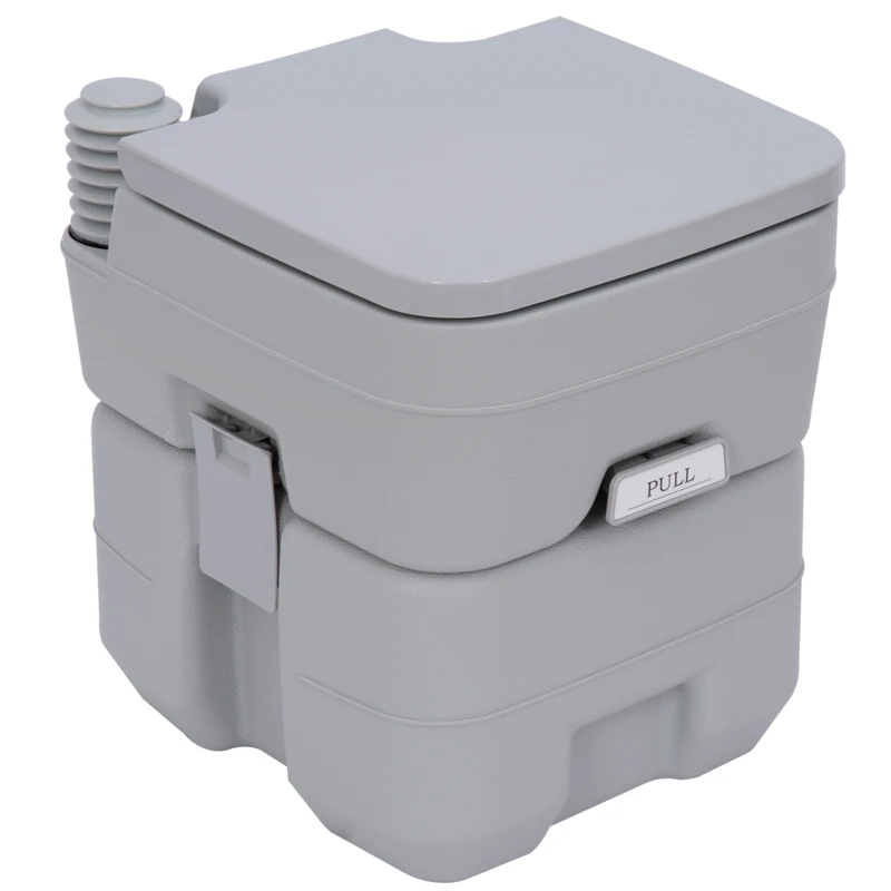 Outsunny Portable Toilet for Adults, Travel Toilet with 2 Detachable Tanks, Camping Toilet for Trips, 5.3 Gallon (20L), Grey