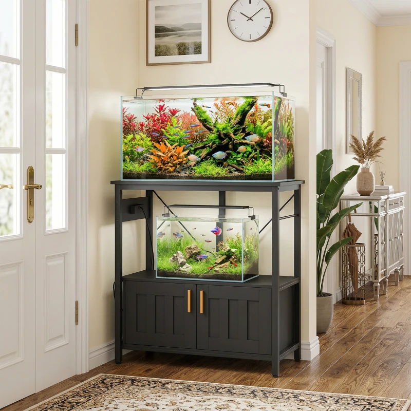 PawHut 20-29 Gallon Fish Tank Stand Aquarium Stand 330 LBS Capacity for Home, Office, 30.7" x 15.7" x 31.9", Black