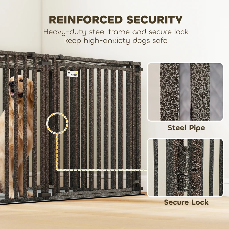 PawHut 83 Inch Heavy Duty Dog Crate, Extra Large Metal Dog Cage Kennel with Mat for Large Breeds, Modular Puppy Playpen
