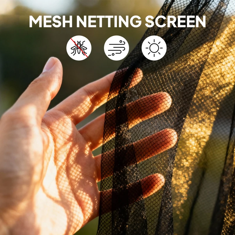 Outsunny Replacement Mosquito Netting for Gazebo 10' x 12' Black Screen Walls for Canopy with Zippers, Cream White