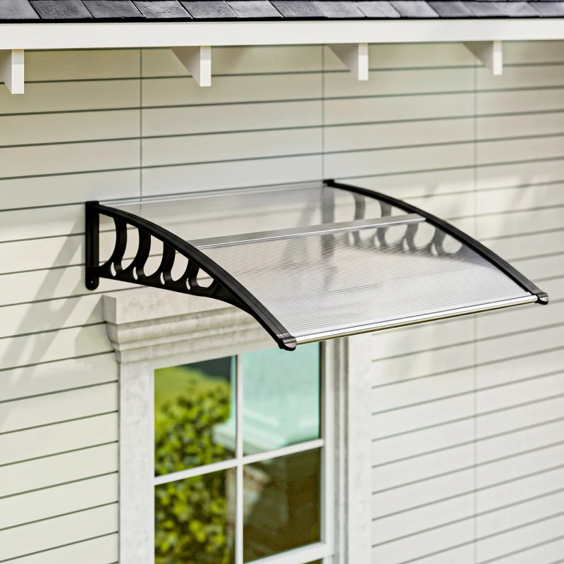 Outsunny Awning Door Canopy, 40.6" x 38" Polycarbonate Front Door Outdoor Patio Cover with Hollow Sheet for UV Protection, Clear