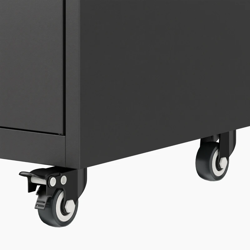 HOMCOM Metal Storage Cabinet, 71" Tall Lockable Steel Tool Cabinet with Removable Wheels and Adjustable Shelves, Black