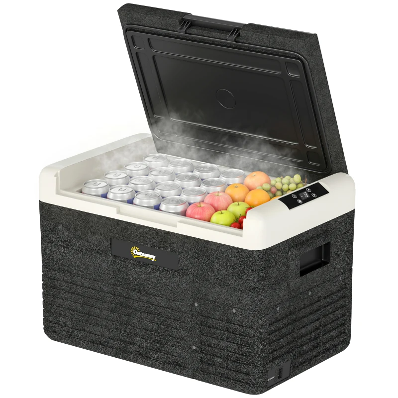 Outsunny 12 Volt Car Refrigerator, 32QT Car Fridge Electric Cooler, 12/24V DC and 100-240V AC, -4-68 ℉, Portable Refrigerator