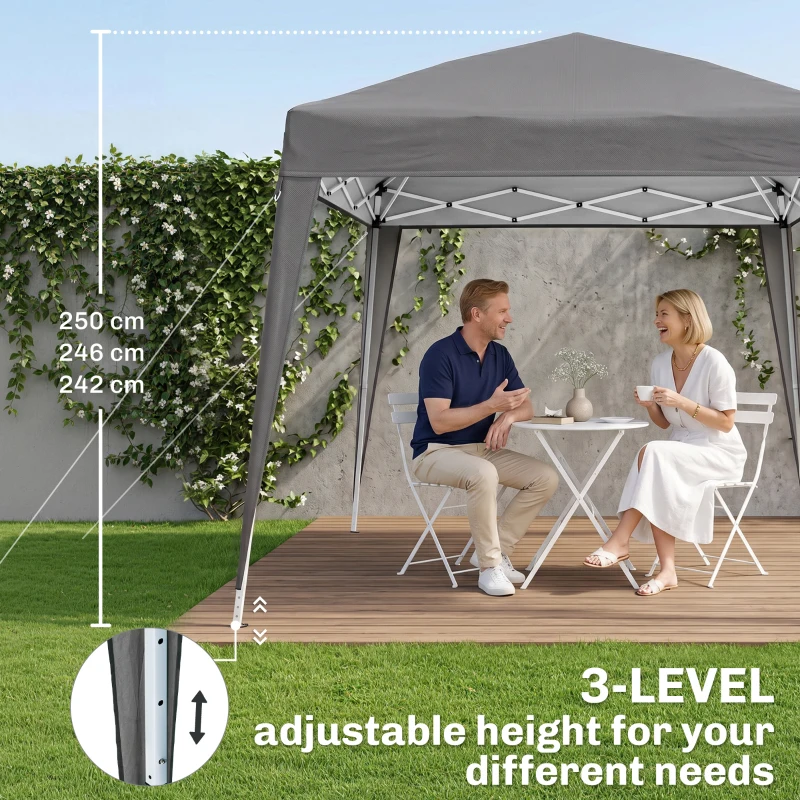 Outsunny 8' x 8' Pop Up Canopy, Outdoor Folding Tent, Portable Party Tent with Carrying Bag for Camping, Party, Picnic, Grey