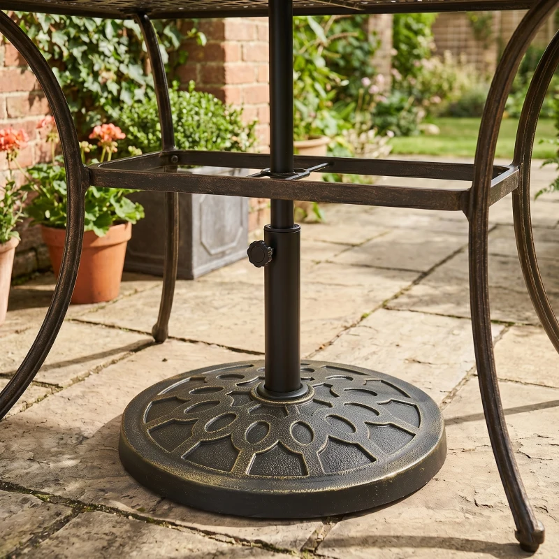 Outsunny Resin Round Patio Umbrella Stand Base Coated Pole Market Garden Umbrella Holder Parasol Holder Bronze