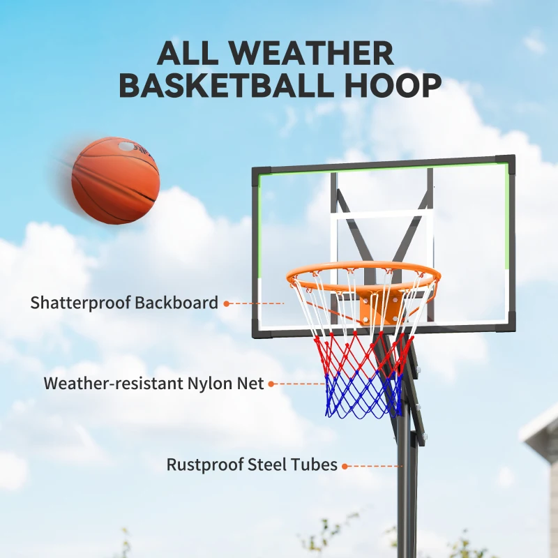 Soozier 4.1-8.5ft Adjustable Basketball Hoop with 33" Shatterproof Board, 18" Rim, Wheels and Fillable Base, for Teens Adults