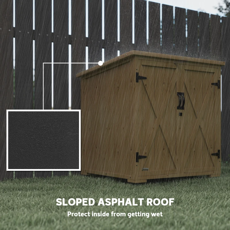 Outsunny Wooden Outdoor Storage Cabinet, Garden Shed Potting Shed with Shelf and Double Doors, Natural