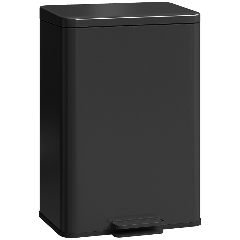HOMCOM Garbage Bin, Soft-Close Trash Can with Foot Pedal, 5 Gallon (20 L) Garbage Can with Removable Inner Bucket, Matte Black