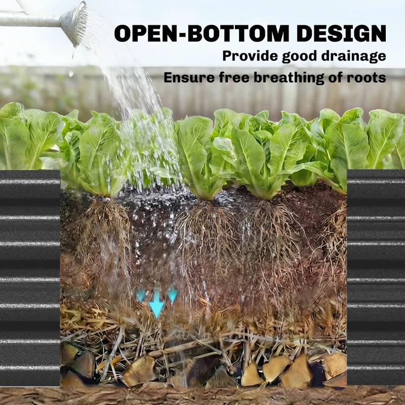 Outsunny 12 x 4 x 1ft Galvanized Raised Garden Bed, Reinforced Outdoor Planter Box with Open Bottom, Dark Grey