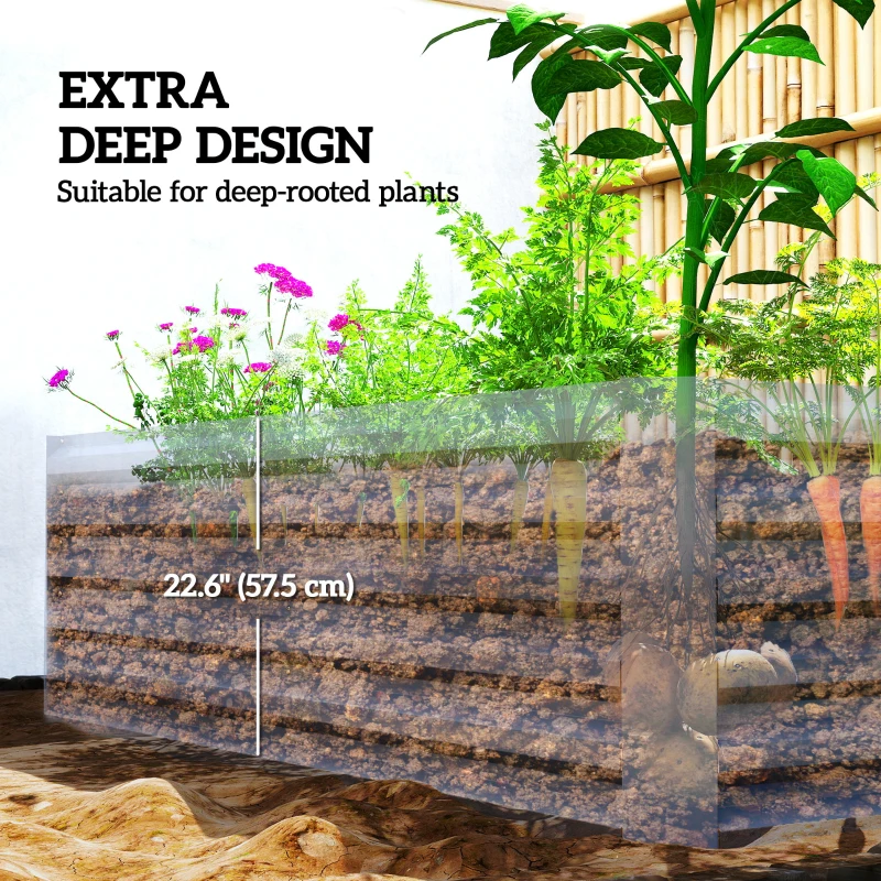 Outsunny 6' x 3' x 2' Raised Garden Bed, Galvanized Planter Box for Growing Flowers, Herbs and Vegetables, Dark Grey