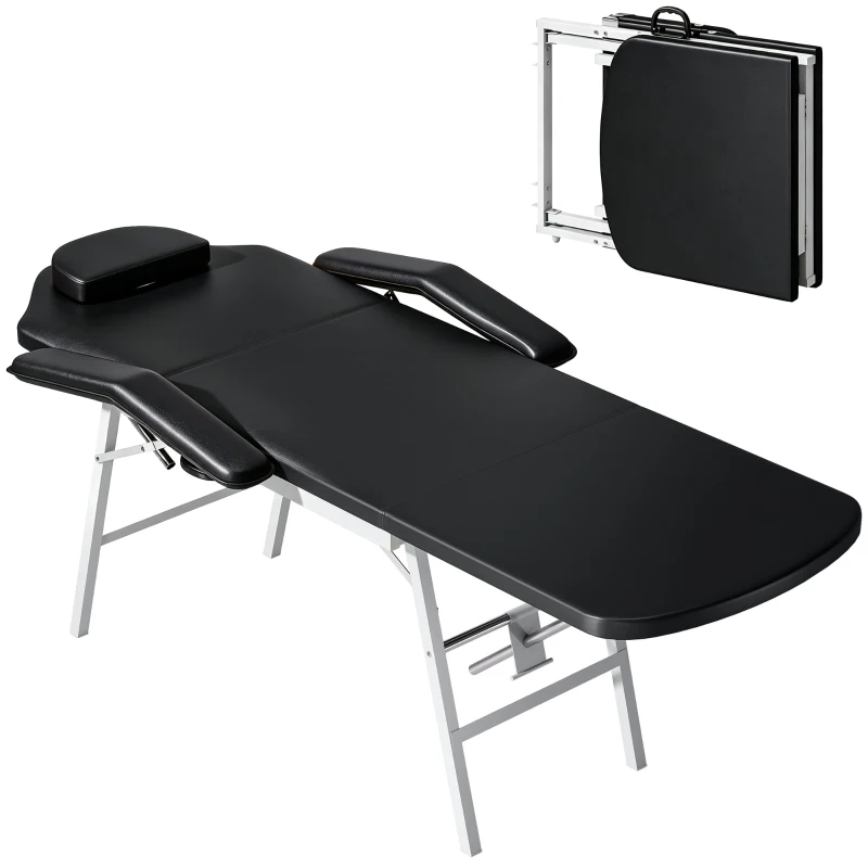 HOMCOM Portable Massage Table, Foldable Massage Bed, Black