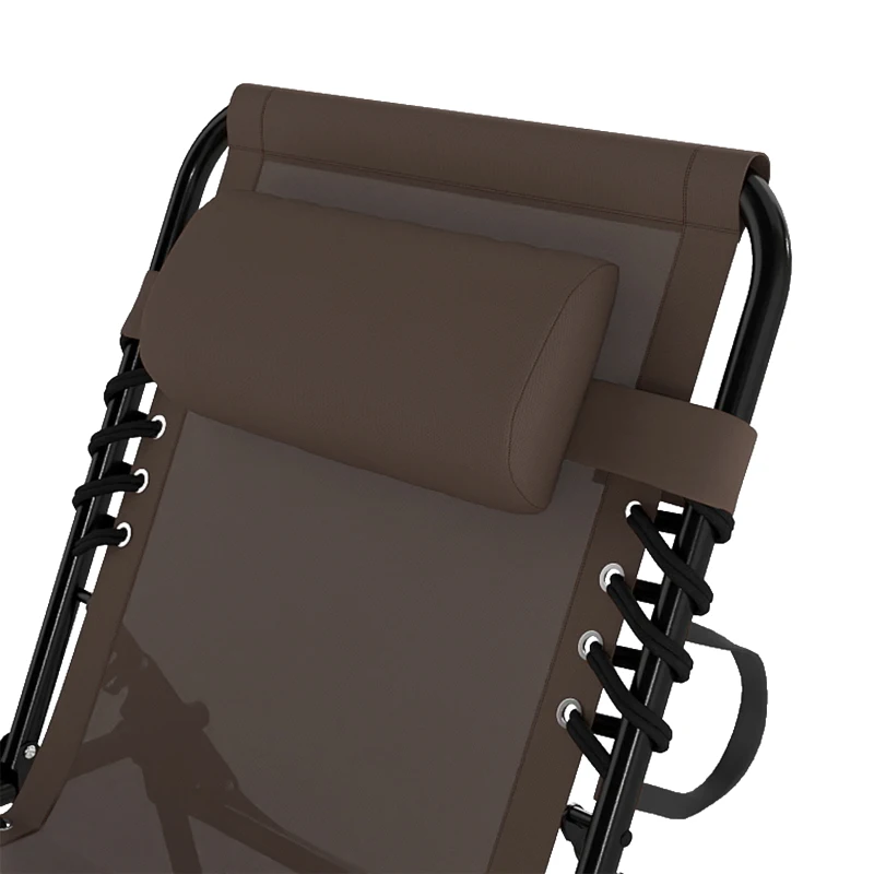 Outsunny Outdoor Folding Chaise Lounge, Reclining Lounge Chair with Adjustable Backrest and Removable Pillow, Brown