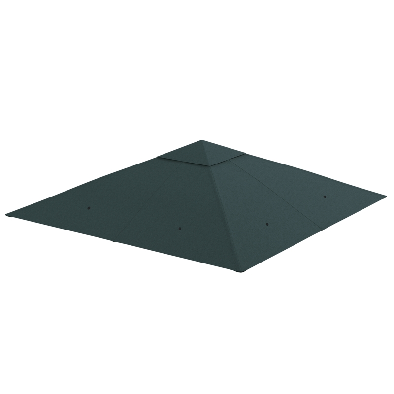 Outsunny 10' x 10' Square Gazebo Canopy Replacement UV Protected Top Cover Sun Shade Charcoal Green