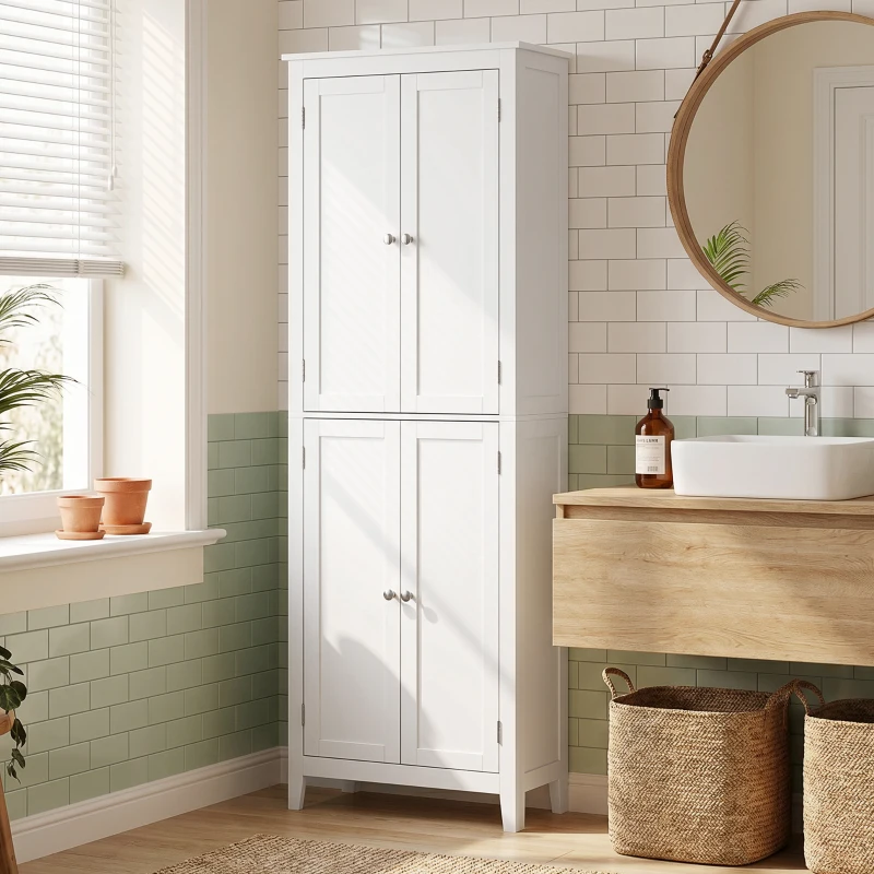HOMCOM 67" Tall Bathroom Storage Cabinet, Freestanding Narrow Bathroom Cabinet with Adjustable Shelves for Living Room