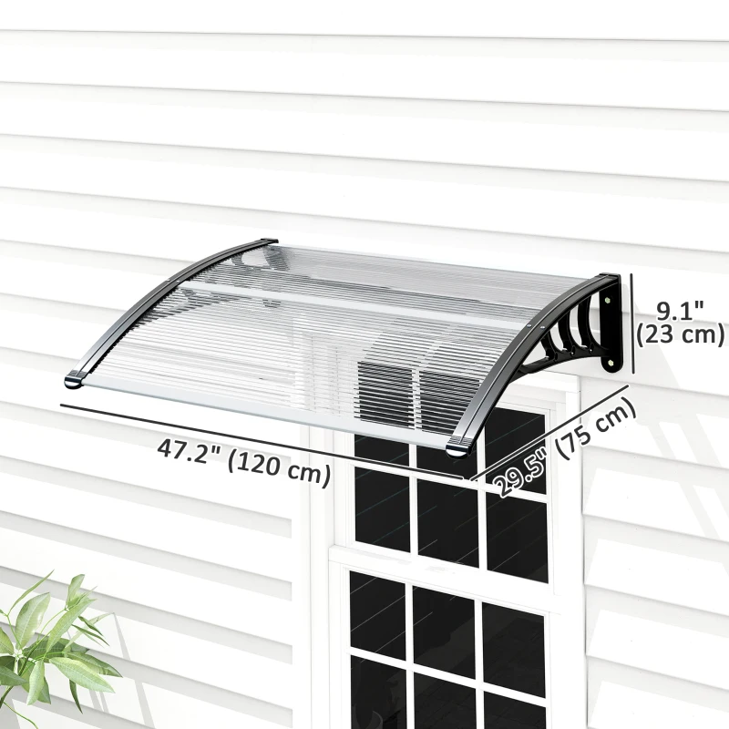 Outsunny Window Awning Door Canopy, Polycarbonate Cover Patio Awnings, 47" x 30", White