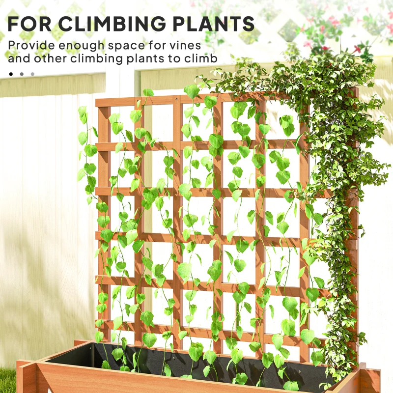 Outsunny Wooden Elevated Planter Box with Trellis for Climbing Plants, 3 Tier Raised Garden Bed for Garden, Outdoor, Brown