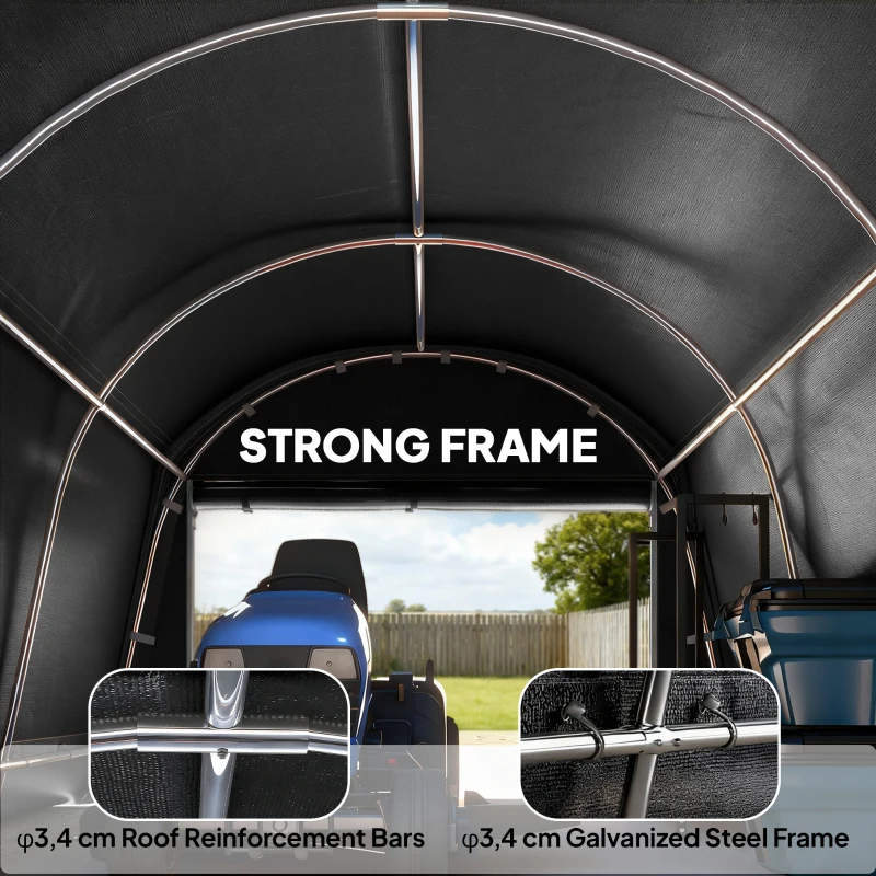 Outsunny 10' x 15' Portable Shed, Outdoor Storage Shed Tent with Roll-Up Zipper Door for Patio Garden Garage, Dark Grey
