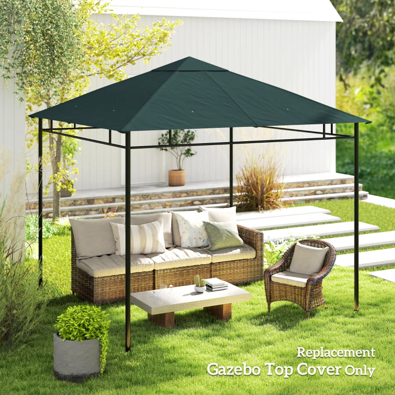 Outsunny 10' x 10' Square Gazebo Canopy Replacement UV Protected Top Cover Sun Shade Charcoal Green