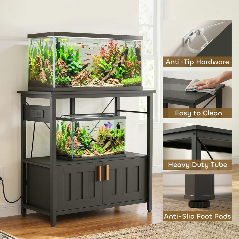 PawHut 20-29 Gallon Fish Tank Stand Aquarium Stand 330 LBS Capacity for Home, Office, 30.7" x 15.7" x 31.9", Black