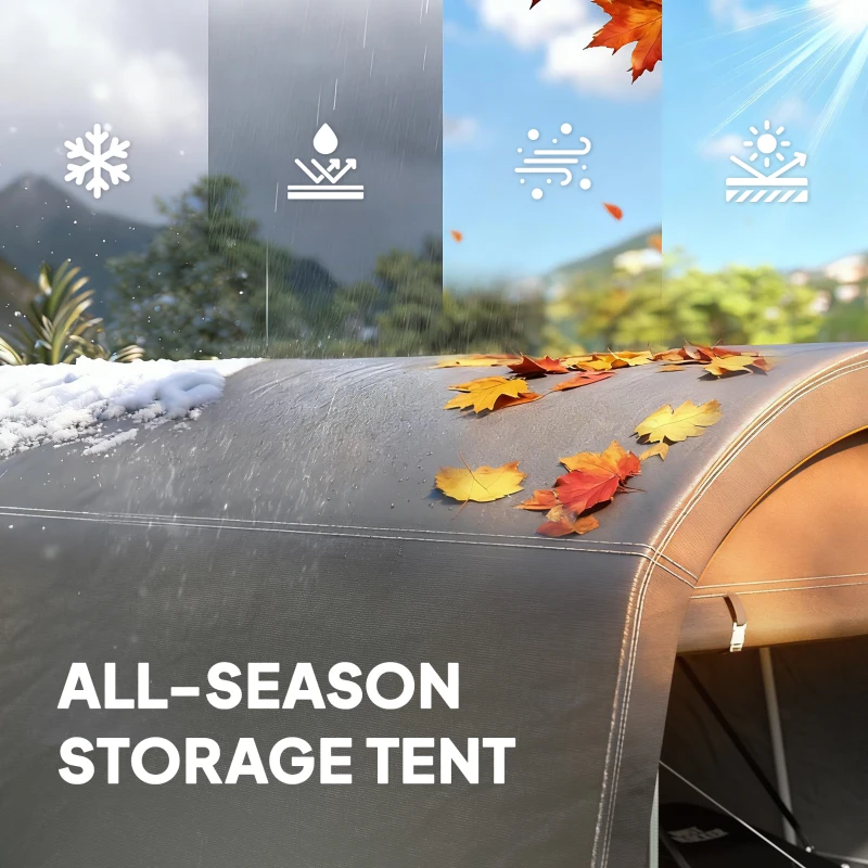 Outsunny 10' x 15' Portable Shed, Outdoor Storage Shed Tent with Roll-Up Zipper Door for Patio Garden Garage, Dark Grey