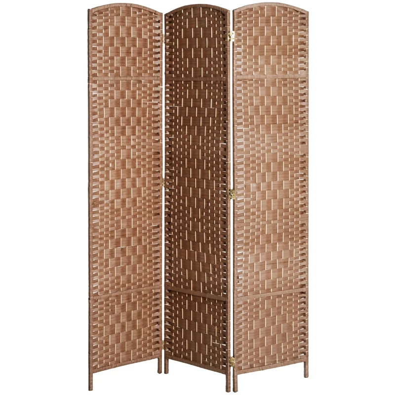 HOMCOM 6ft Folding Room Divider, 3 Panel Wall Partition with Wooden Frame for Bedroom, Home Office, Natural