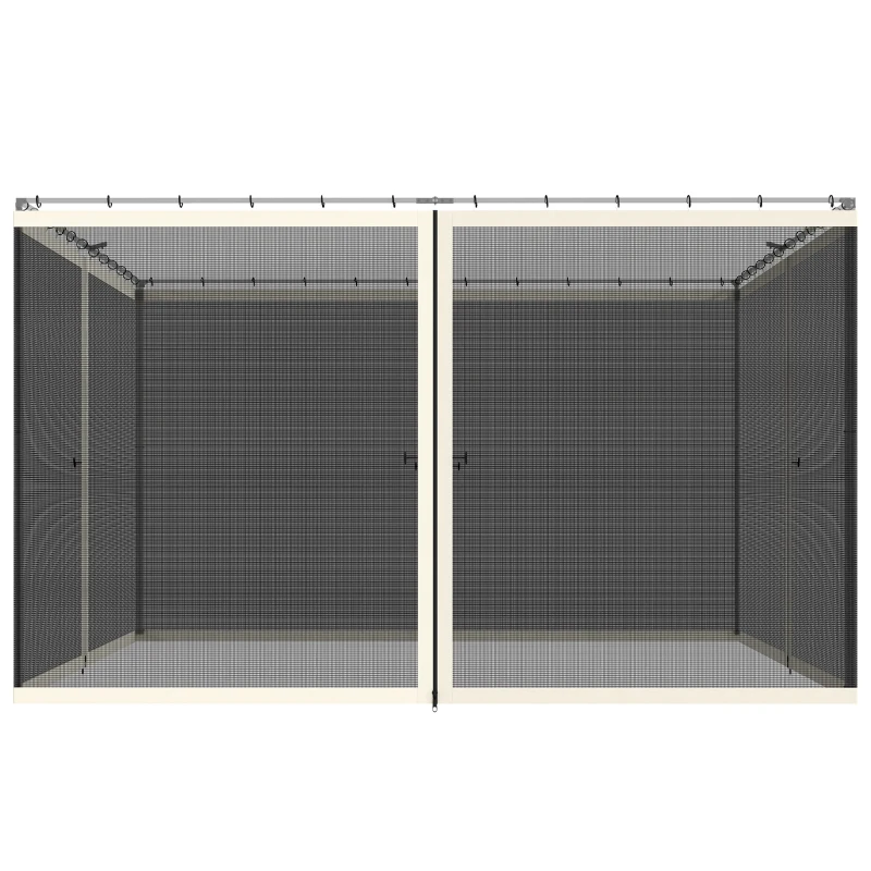 Outsunny Replacement Mosquito Netting for Gazebo 10' x 12' Black Screen Walls for Canopy with Zippers, Cream White