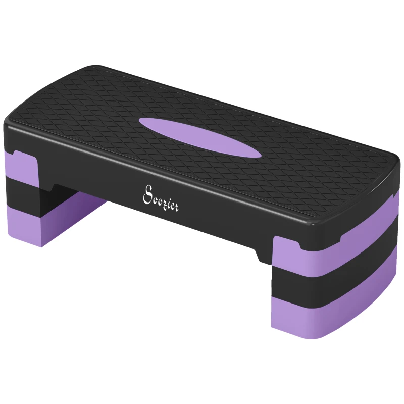 Soozier Aerobic Exercise Step Platform, 4"/6"/8" Adjustable Aerobic Stepper with Risers, Workout Stepper for Home Gym, Purple