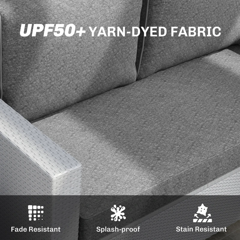 Outsunny 2 Seater Outdoor Seat Cushions with Backrest, Loveseat Double Sofa Outdoor Furniture Cushions, Grey