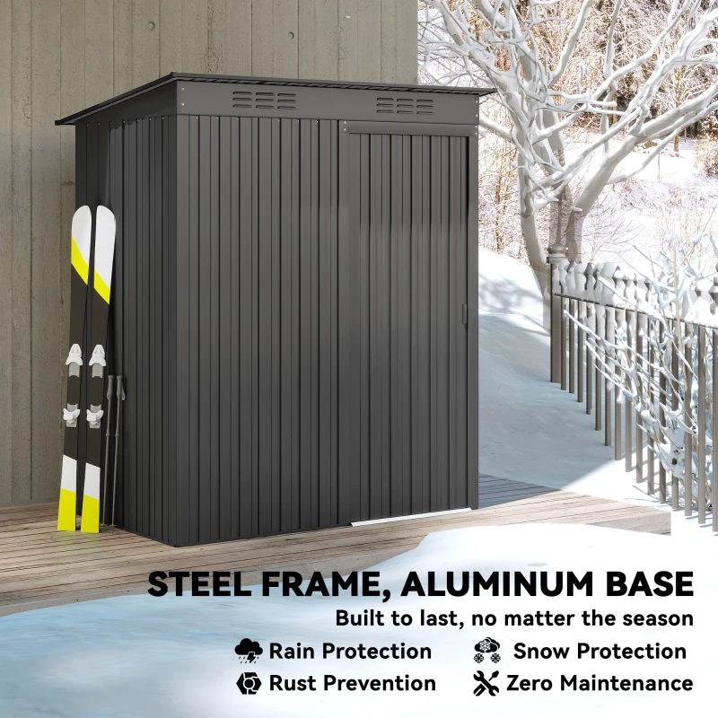 Outsunny 5.2' x 3.5' Outdoor Storage Shed, Easy to Assemble Metal Garden Shed, for Backyard, Lawn, Patio, Dark Grey