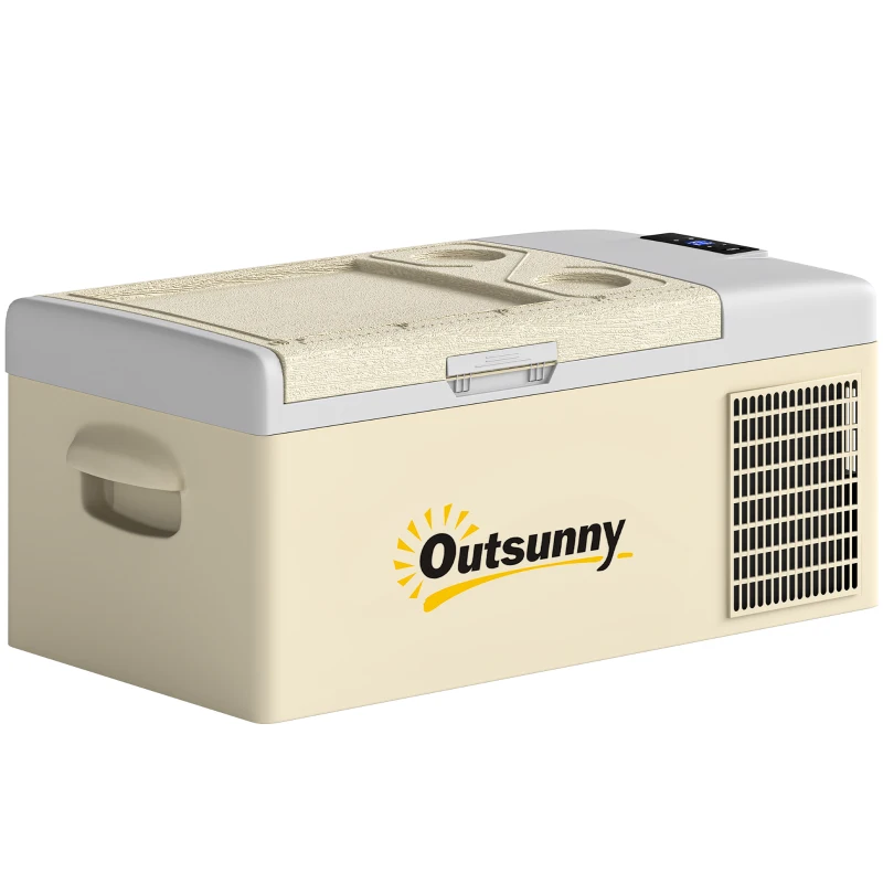 Outsunny 12 Volt Car Refrigerator, 17QT Car Fridge Electric Cooler, 12/24V DC and 100-240V AC, -4℉-50℉, Portable Refrigerator