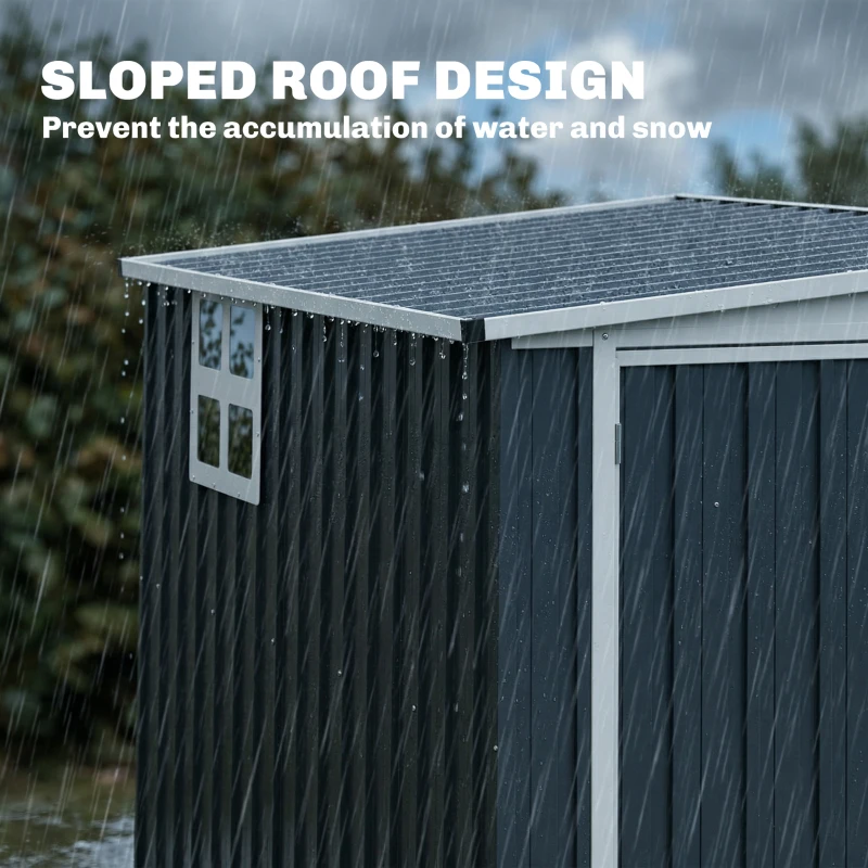 Outsunny 4' x 8' Outdoor Storage Shed, Metal Garden Shed with Window, 2 Vents and Lockable Door for Backyard, Garden, Patio