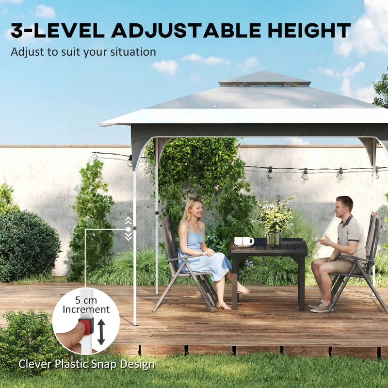 Outsunny 11.5 x 11.5 ft Pop Up Canopy Tent with 1-Button Push Easy Setup, UPF 50+ 2-Tier Instant Canopy with Carry Bag, Dark Grey