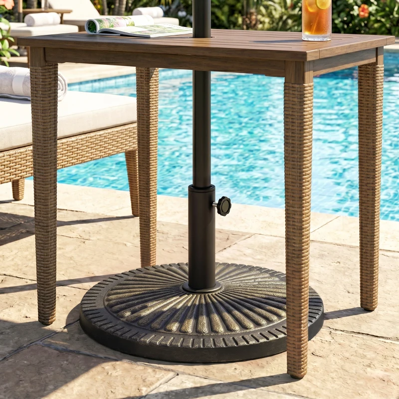 Outsunny 31 lbs Resin Round Market Umbrella Base Holder 19" Decorative Parasol Stand for Patio, Outdoor, Backyard, Bronze