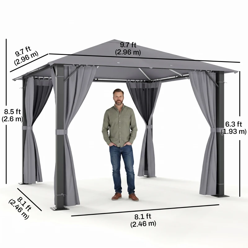 Outsunny 10' x 10' Soft Top Outdoor Gazebo Steel Frame Mesh Curtain Sidewalls