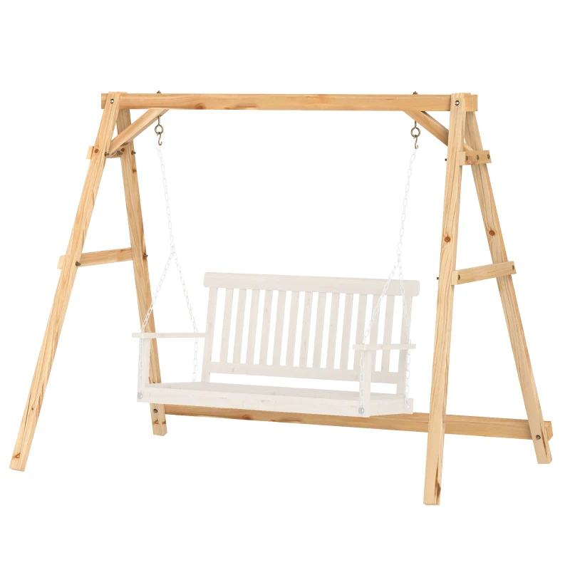 Outsunny 770lbs Porch Swing Frame, Heavy Duty A-Frame Hanging Chair Stand Only with Reinforced Bars for Porch, Garden, Backyard