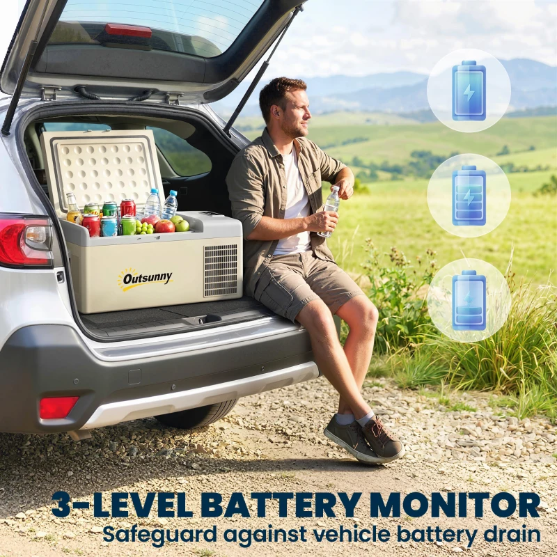 Outsunny 12 Volt Car Refrigerator, 17QT Car Fridge Electric Cooler, 12/24V DC and 100-240V AC, -4℉-50℉, Portable Refrigerator